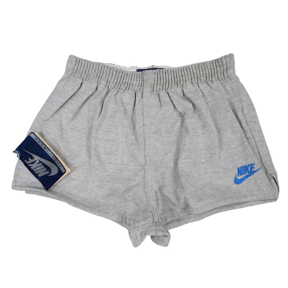 Nike Vintage 80s Shorts Boys L 14-16 Grey Blue Tag Deadstock Made in USA C1054